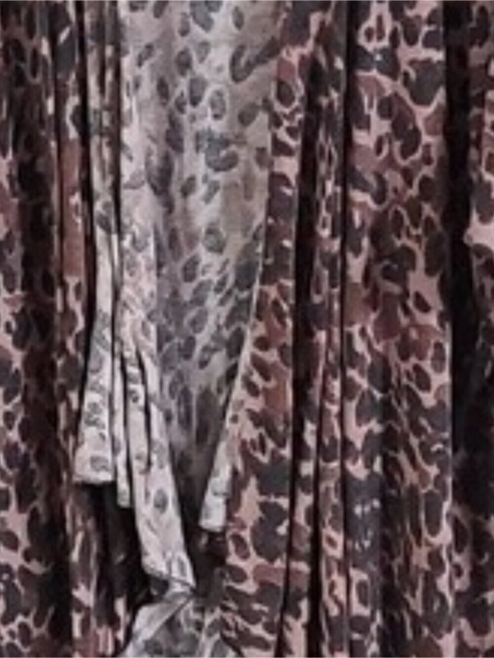 LuLaRoe Wrap Dress Animal Print Brown Pink Black Long 3/4 Sleeve V Neck L